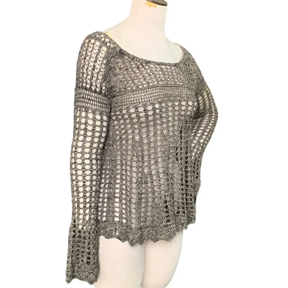 Free People Annabelle Crochet Pullover‎ Top Beach Cover-up Sz S #136B